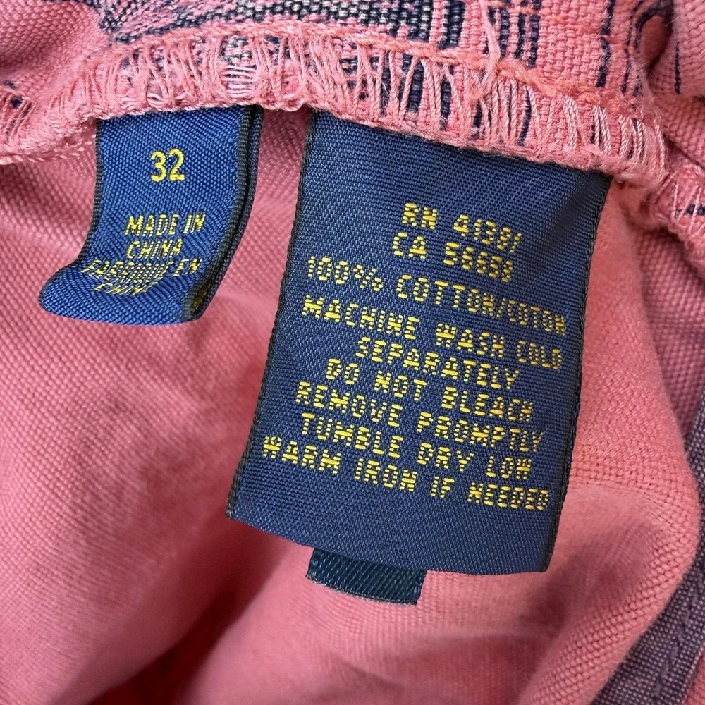 Polo Ralph Lauren Shorts Mens 32 Pink Nautical Boat Print Chino Coastal Sailing